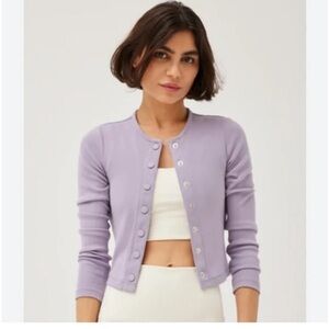 NWT Outdoor Voices Cozy Rib Cropped Cardigan - Small Earl Gray